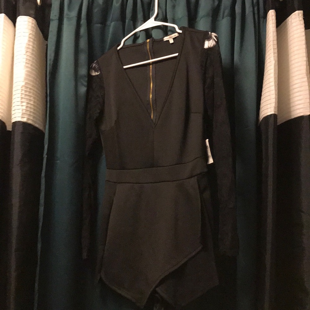 Black Low Cut Skort Romper